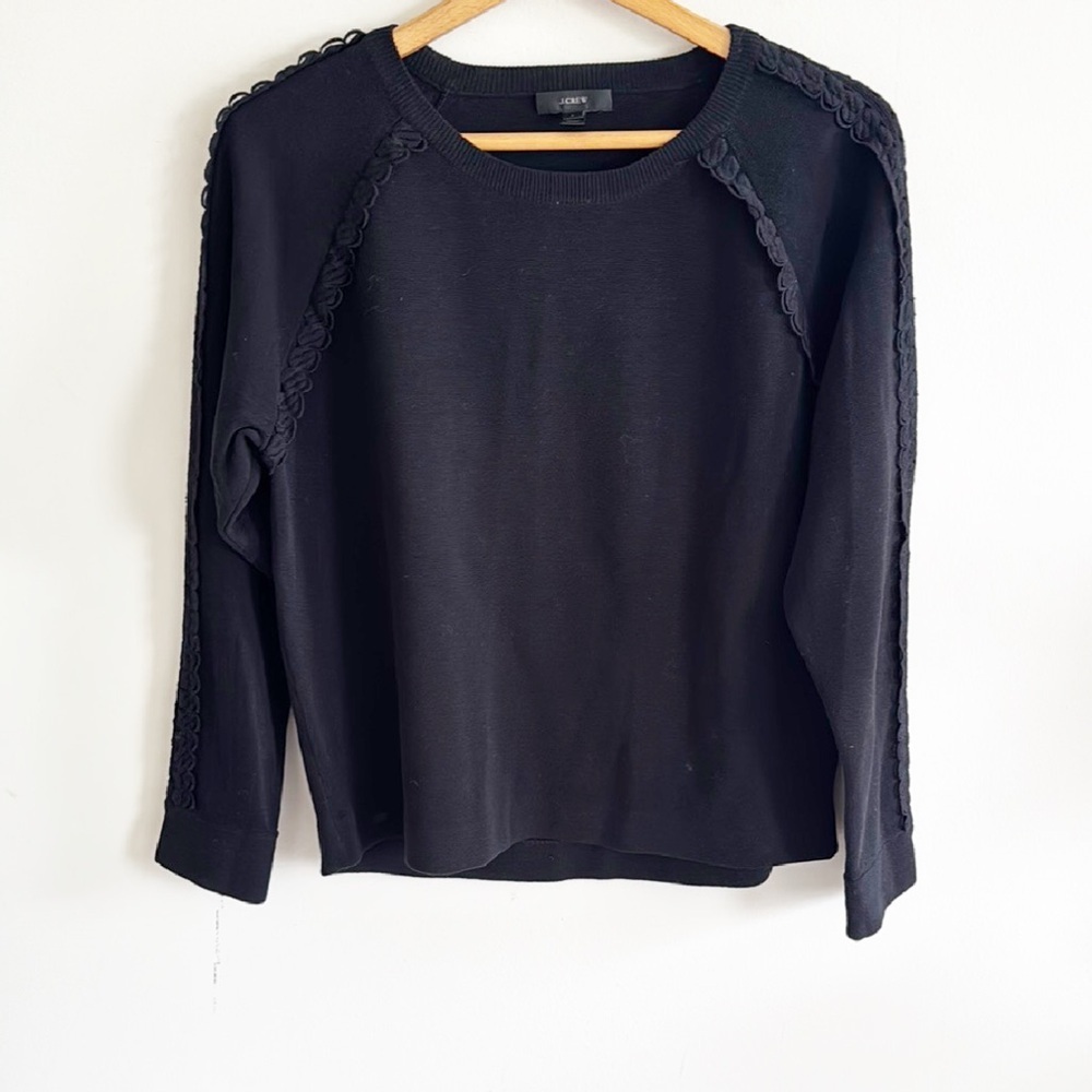 J.crew scalloped trim long sleeve cotton crew neck sweater size small
